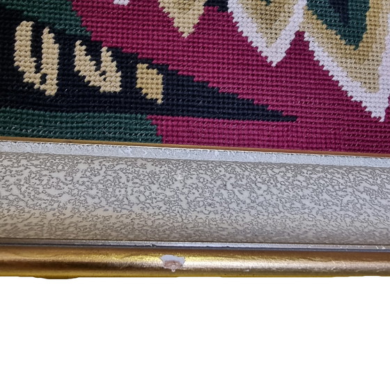 Image 1 of Dipinto vintage in tessuto raffigurante una fenice