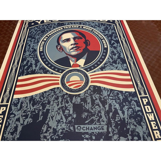 Image 1 of Manifesto d'epoca del presidente Barack Obama fatto a mano da Shepard Fairey, 2008