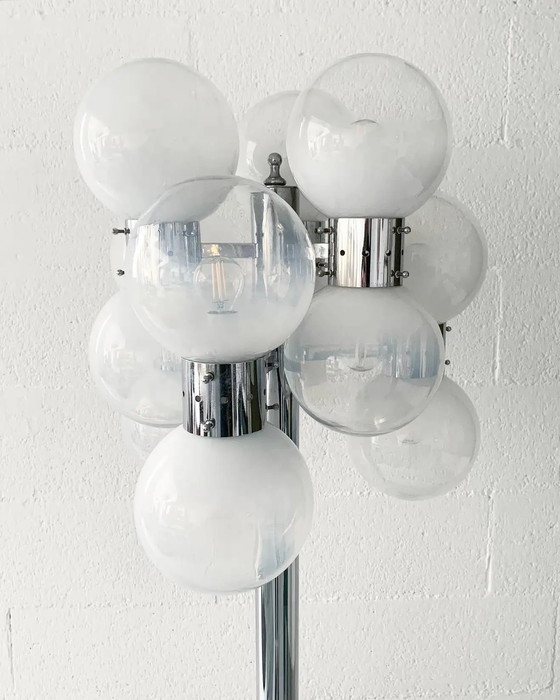 Image 1 of Lampadaire de l'ère spatiale avec bulles en verre murano délavé