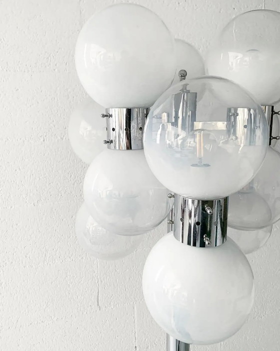 Image 1 of Lampadaire de l'ère spatiale avec bulles en verre murano délavé