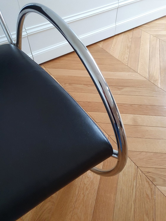 Image 1 of Black Chrome Tubular Design Armchair