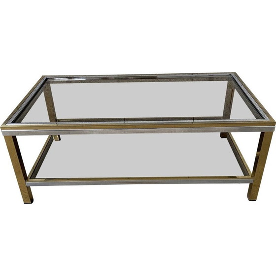 Image 1 of Vintage brass and steel coffee table, 1970