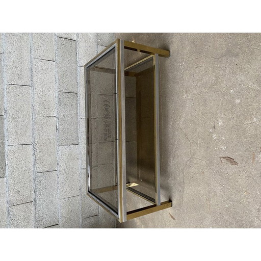 Vintage brass and steel coffee table, 1970