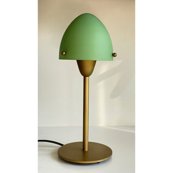 Image 1 of Vintage Sce mushroom lamp in steel and opaline glass