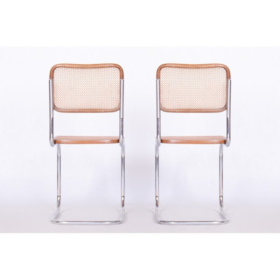 Image 1 of Pair of vintage Bauhaus chairs in chrome and beech for Robert Slezak, Czechoslovakia 1930