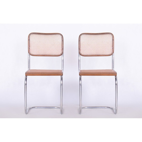 Image 1 of Pair of vintage Bauhaus chairs in chrome and beech for Robert Slezak, Czechoslovakia 1930