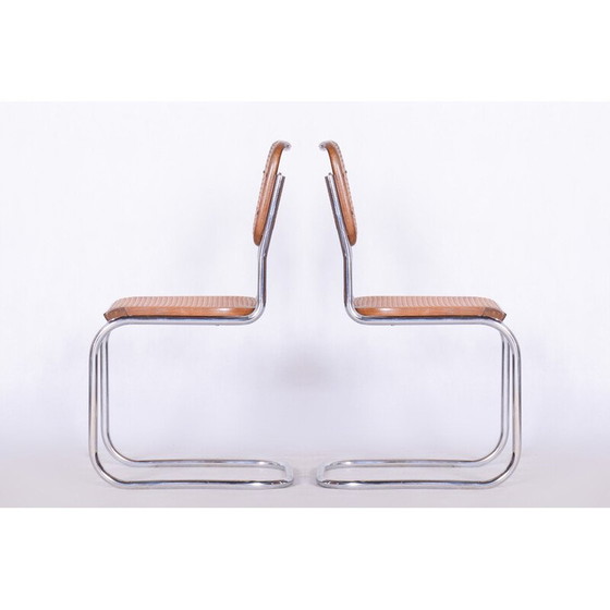 Image 1 of Pair of vintage Bauhaus chairs in chrome and beech for Robert Slezak, Czechoslovakia 1930