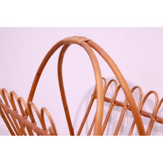 Image 1 of Vintage rattan magazine rack by Jan Kalous for Úluv, Czechoslovakia 1960