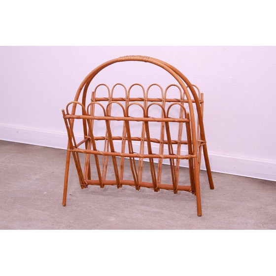Image 1 of Vintage rattan magazine rack by Jan Kalous for Úluv, Czechoslovakia 1960