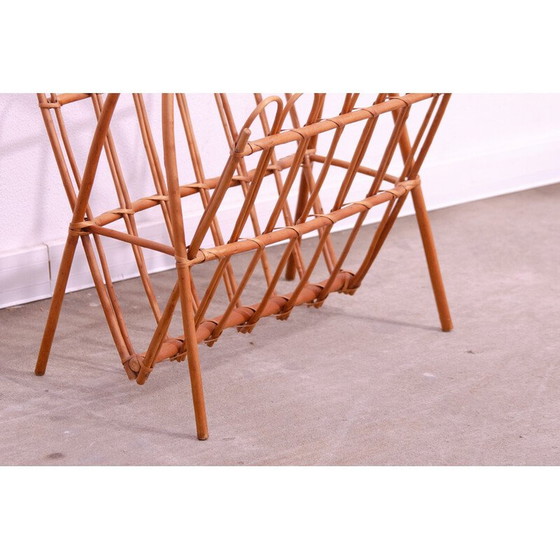 Image 1 of Vintage rattan magazine rack by Jan Kalous for Úluv, Czechoslovakia 1960