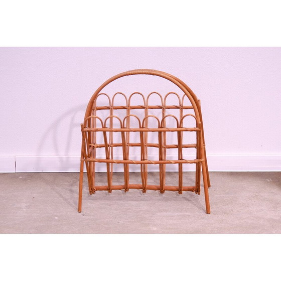 Image 1 of Vintage rattan magazine rack by Jan Kalous for Úluv, Czechoslovakia 1960
