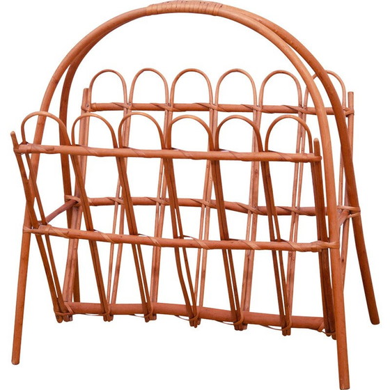 Image 1 of Vintage rattan magazine rack by Jan Kalous for Úluv, Czechoslovakia 1960