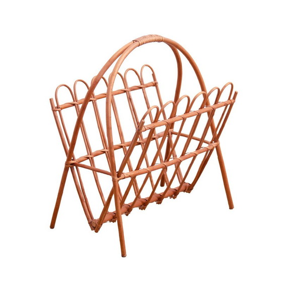 Image 1 of Vintage rattan magazine rack by Jan Kalous for Úluv, Czechoslovakia 1960