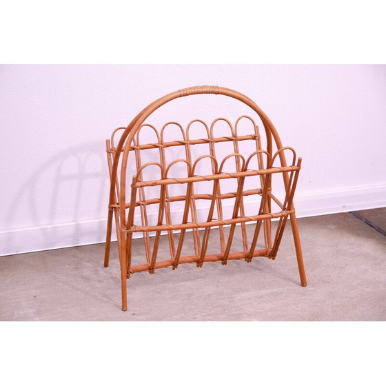 Image 1 of Vintage rattan magazine rack by Jan Kalous for Úluv, Czechoslovakia 1960
