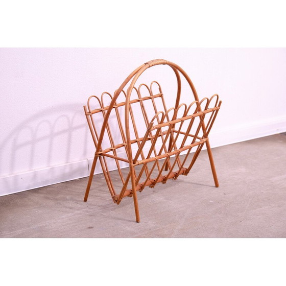 Image 1 of Vintage rattan magazine rack by Jan Kalous for Úluv, Czechoslovakia 1960