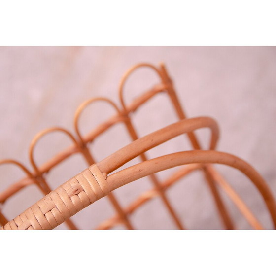 Image 1 of Vintage rattan magazine rack by Jan Kalous for Úluv, Czechoslovakia 1960