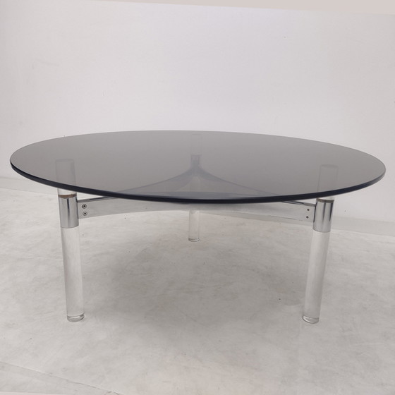 Image 1 of Lucite, chrome et verre Table de salon