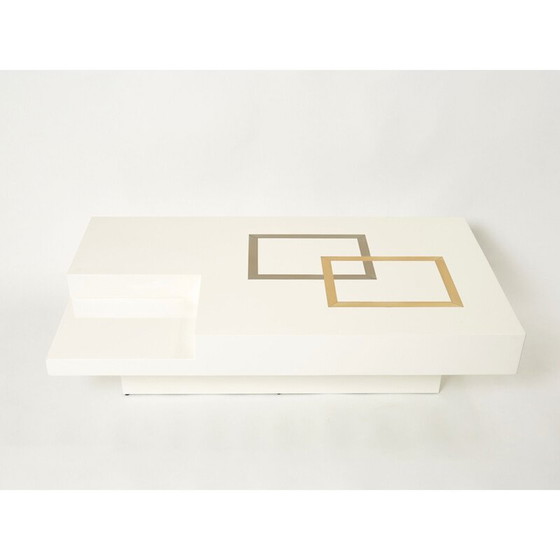 Image 1 of Tavolino da caffè in ottone laccato bianco di Antonio Pavia, Italia 1970