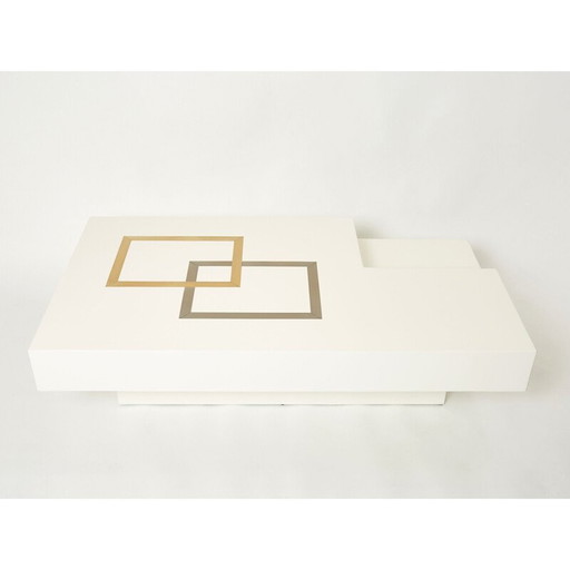 White lacquered brass coffee table by Antonio Pavia, Italy 1970