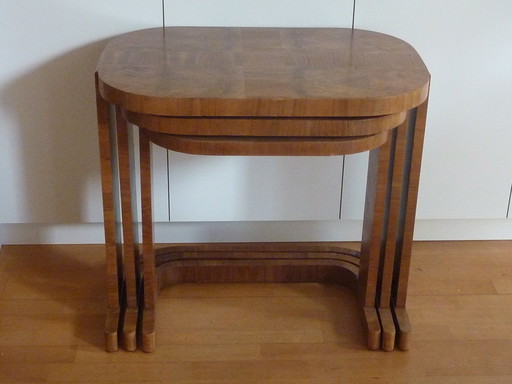 Art Deco, 3 Piece Set Side Tables, Walnut