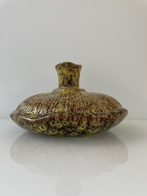 Design Vase Fungo Moss Green/Brown Glazed Ceramic