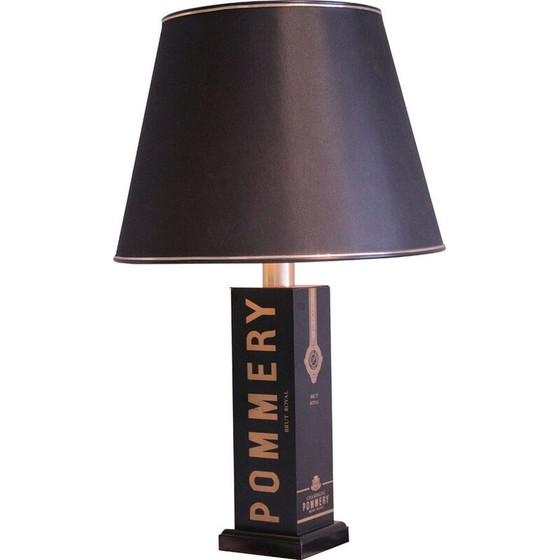 Image 1 of Vintage "Champagne" table lamp in black lacquered metal, France 1970