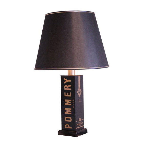 Image 1 of Vintage "Champagne" table lamp in black lacquered metal, France 1970