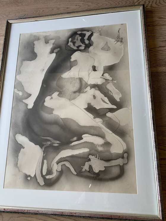 Image 1 of 4x Peinture originale vintage mongolie