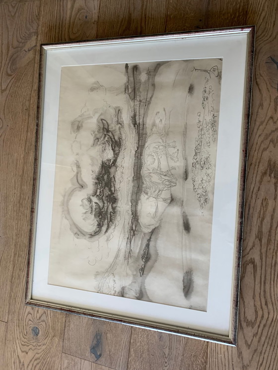 Image 1 of 4x Peinture originale vintage mongolie