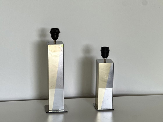 Image 1 of 2x Chrome/Brass Table Lamps