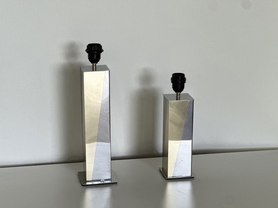 Image 1 of 2x Chrome/Brass Table Lamps