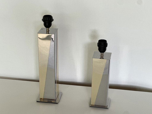 2x Chrome/Brass Table Lamps