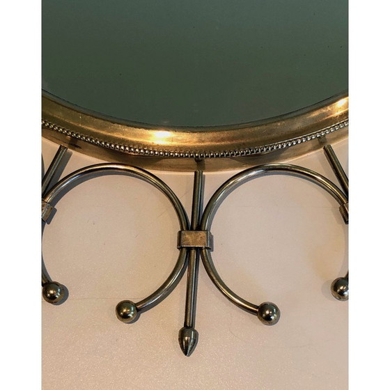 Image 1 of Vintage sun mirror in brass and brushed steel, France 1970s