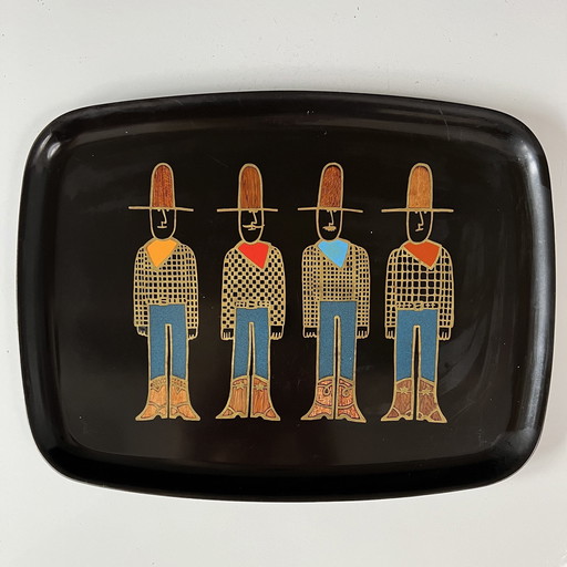 Couroc Tray With Cowboys, 1960S Usa