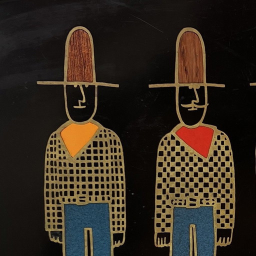 Couroc Tray With Cowboys, 1960S Usa