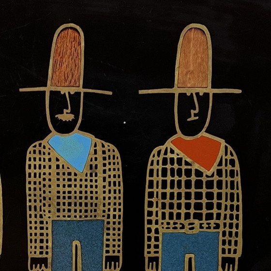 Image 1 of Couroc Tray With Cowboys, 1960S Usa