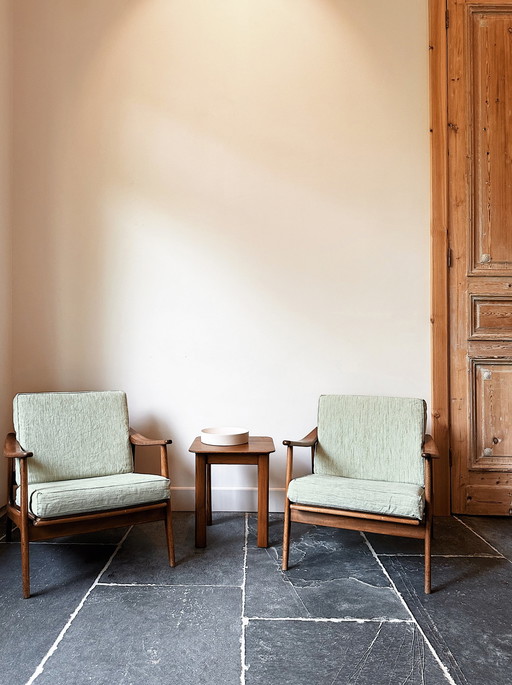 Set of 2 Scandinavian Armchairs | Solid Teak Wood