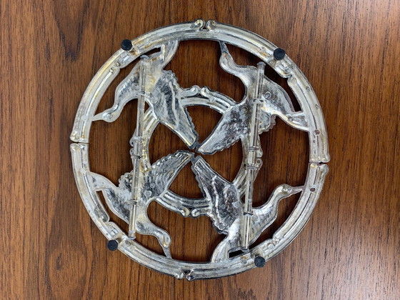 Image 1 of Silea Silver Metal Trivet, Goose Motif
