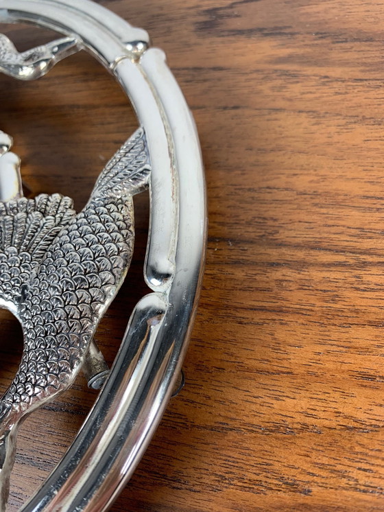 Image 1 of Silea Silver Metal Trivet, Goose Motif