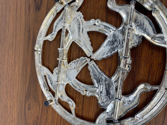 Image 1 of Silea Silver Metal Trivet, Goose Motif