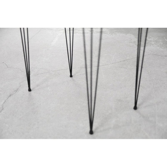 Image 1 of Vintage Scandinavian teak wood chest of drawers with metal hairpin legs, 1960s