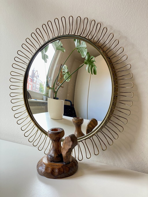 Vintage Deknudt Spherical Mirror Belgium Midcentury 60S