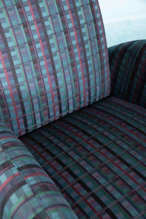 Image 1 of Memphis design armchair 1980s, tartan organic easy chair