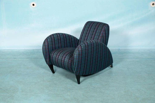 Memphis design armchair 1980s, tartan organic easy chair