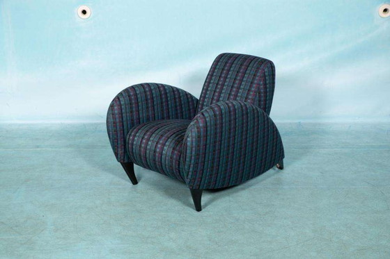 Image 1 of Memphis design armchair 1980s, tartan organic easy chair