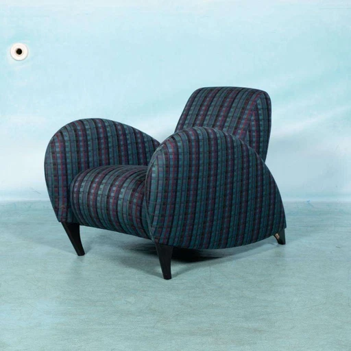 Memphis design armchair 1980s, tartan organic easy chair