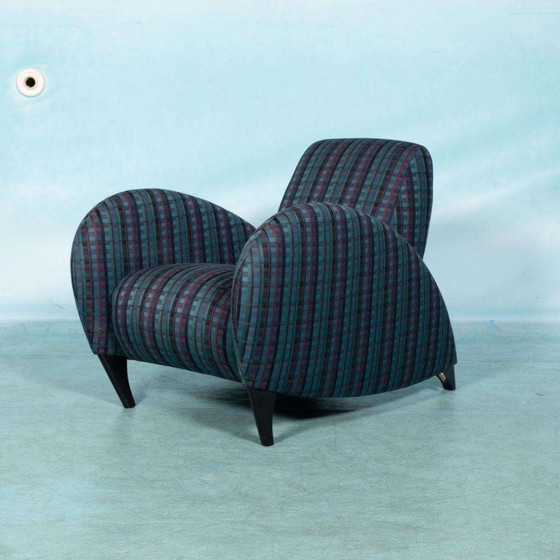 Image 1 of Memphis design armchair 1980s, tartan organic easy chair