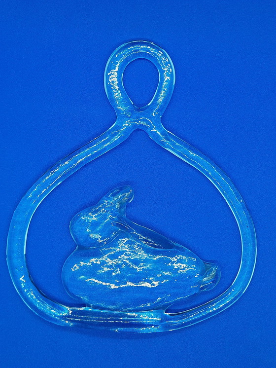 Image 1 of 3X Glass Kosta Boda Suncatcher Window Pendant Rabbit, Bird And Dove Designer Bertil Vallien 1970