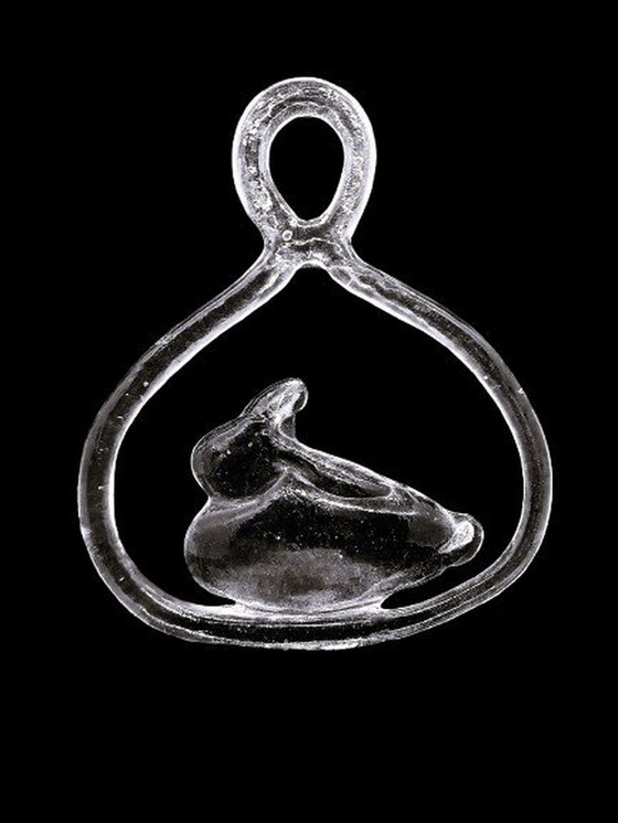 Image 1 of 3X Glass Kosta Boda Suncatcher Window Pendant Rabbit, Bird And Dove Designer Bertil Vallien 1970