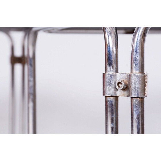 Image 1 of Tavolini impilabili vintage in acciaio cromato e vetro Opaxit, Cecoslovacchia 1960